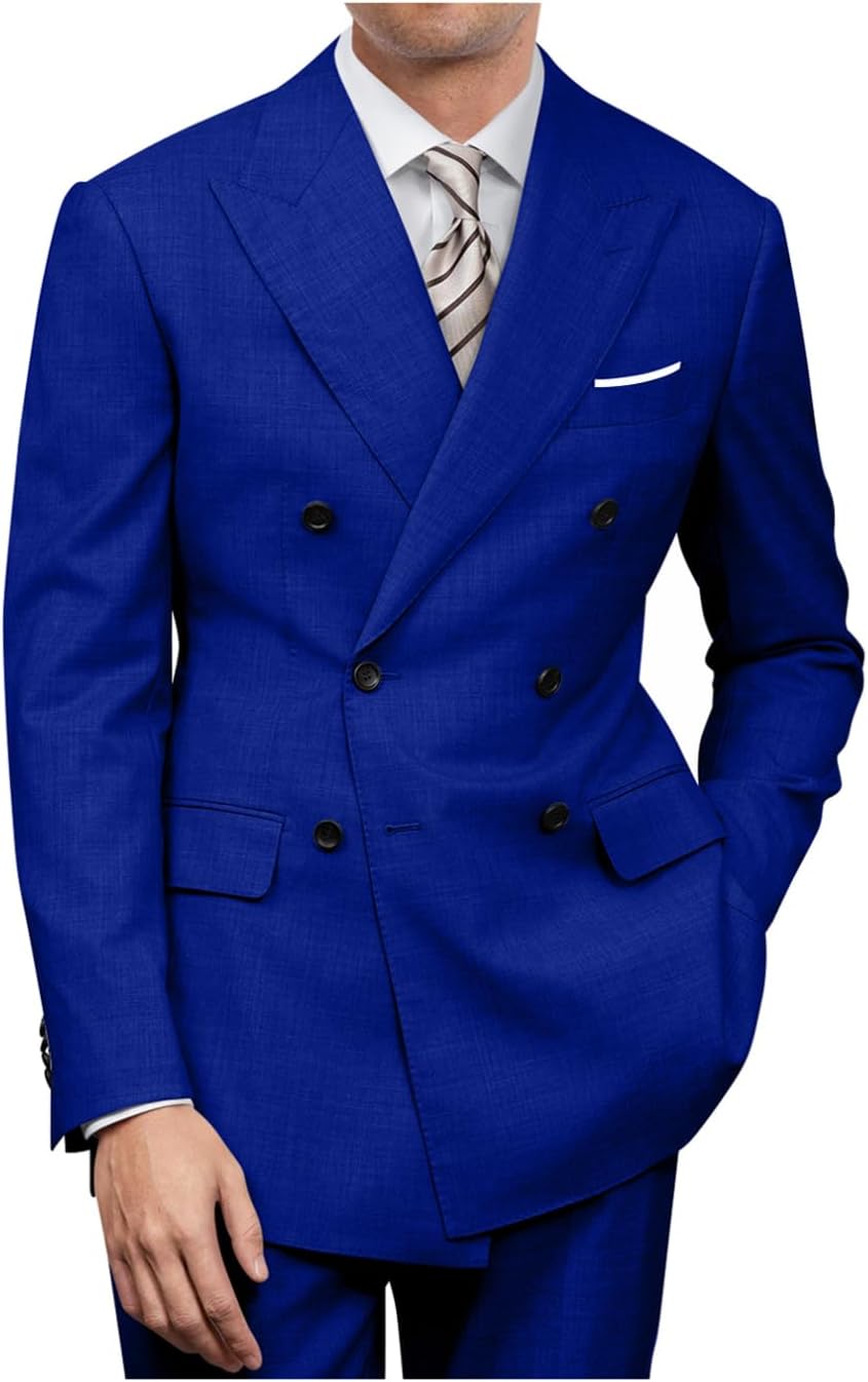 Mens Double Breasted Suit Slim Fit