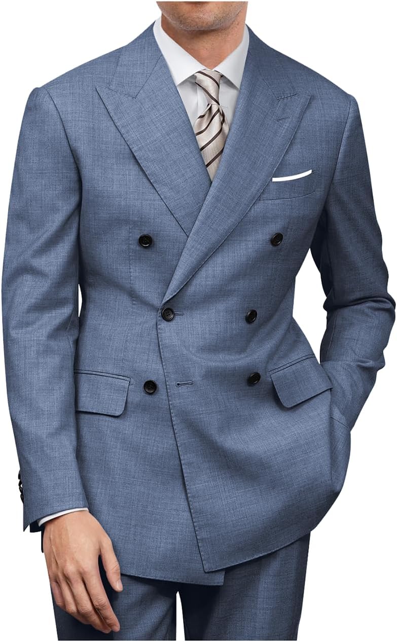 Mens Double Breasted Suit Slim Fit