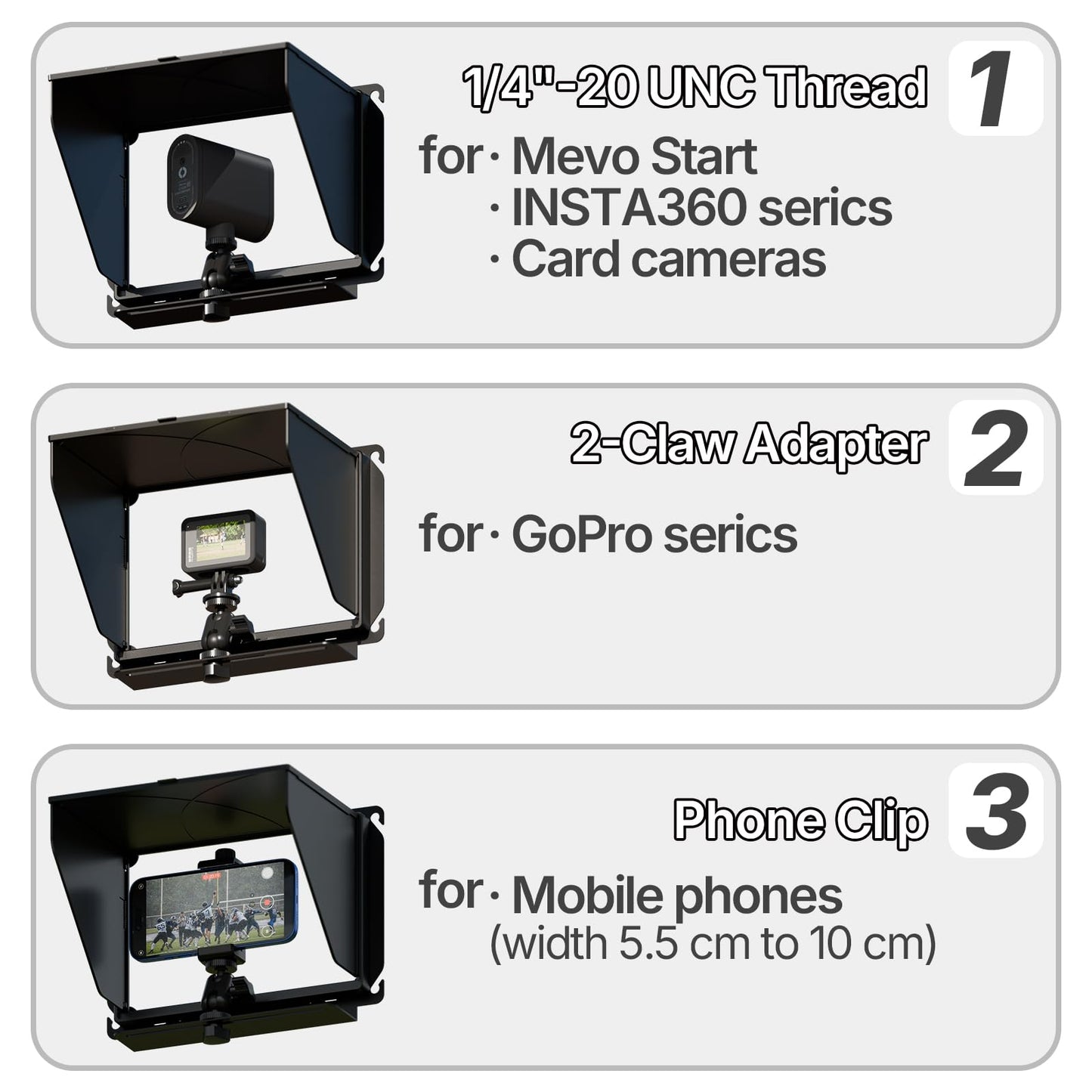 Cell Phone Fence Mount with Shade-Game Recording Mounting Kit.