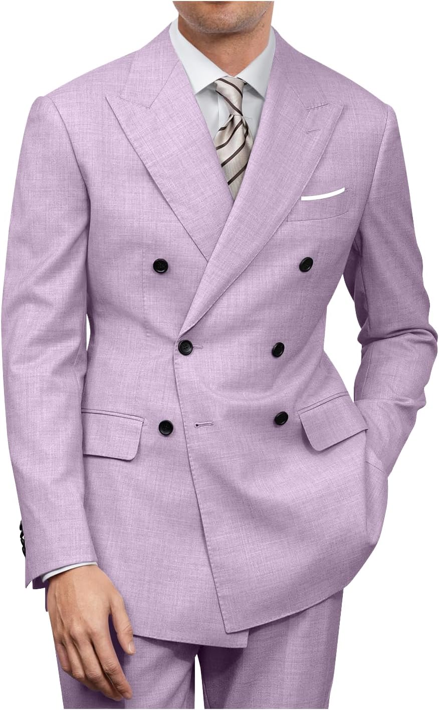 Mens Double Breasted Suit Slim Fit