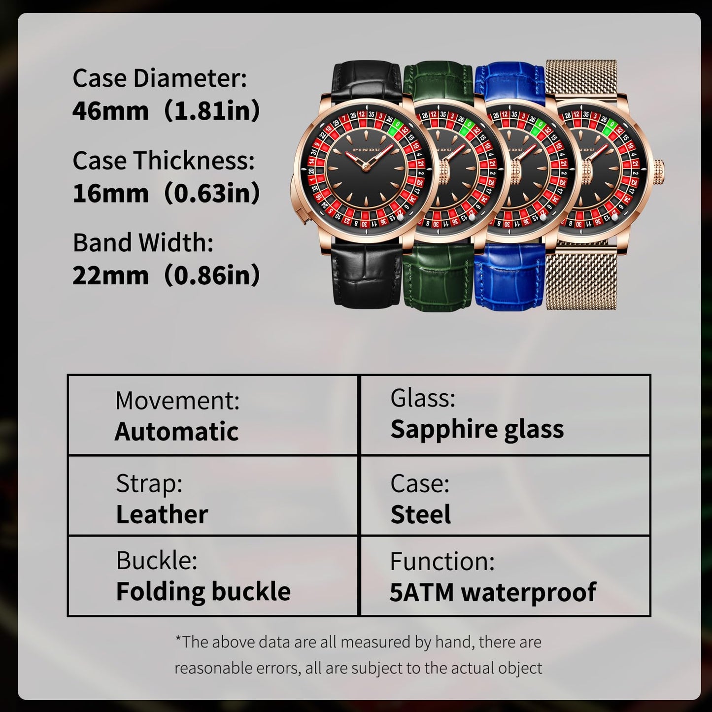 Roulette Wheel Automatic Watches for Men