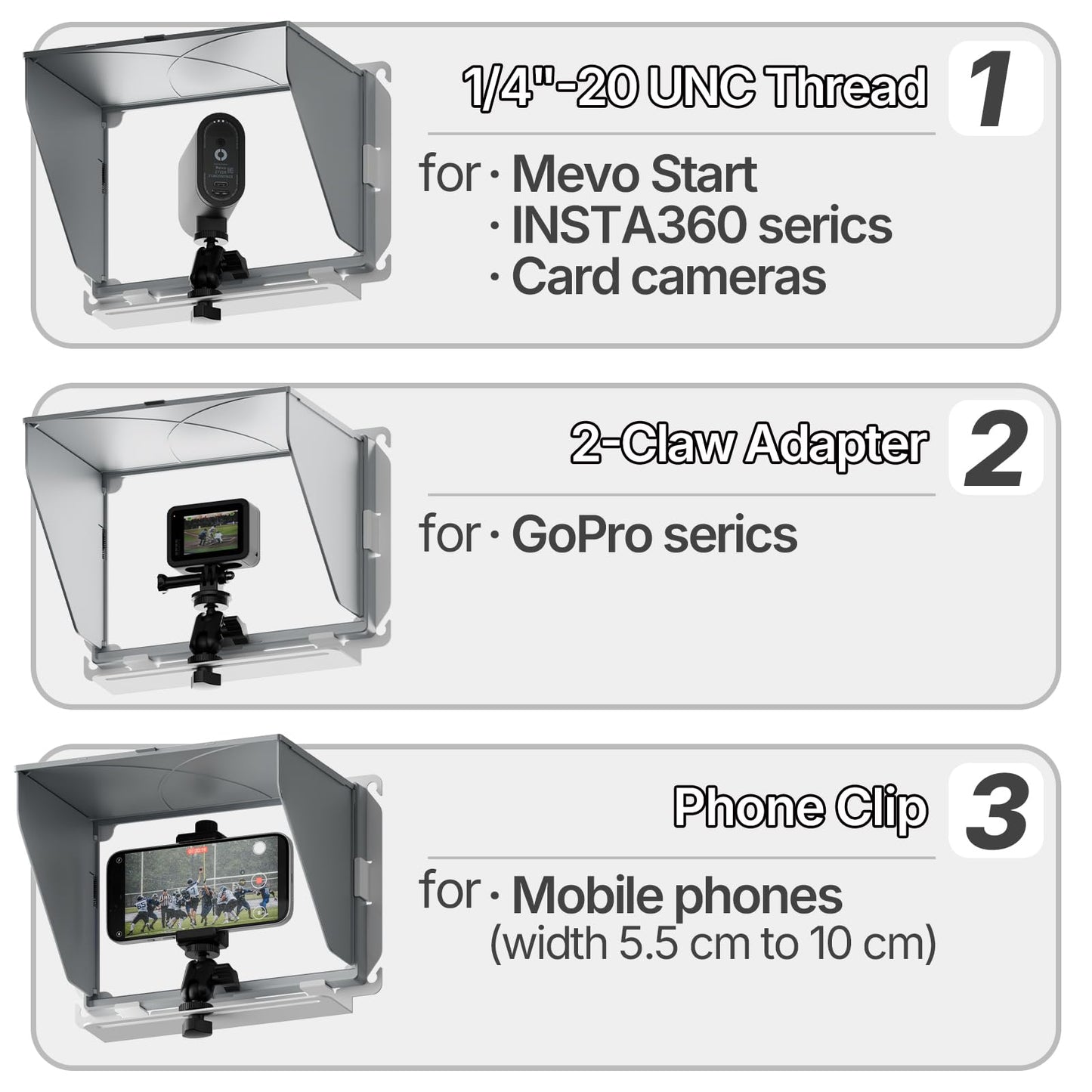 Cell Phone Fence Mount with Shade-Game Recording Mounting Kit.