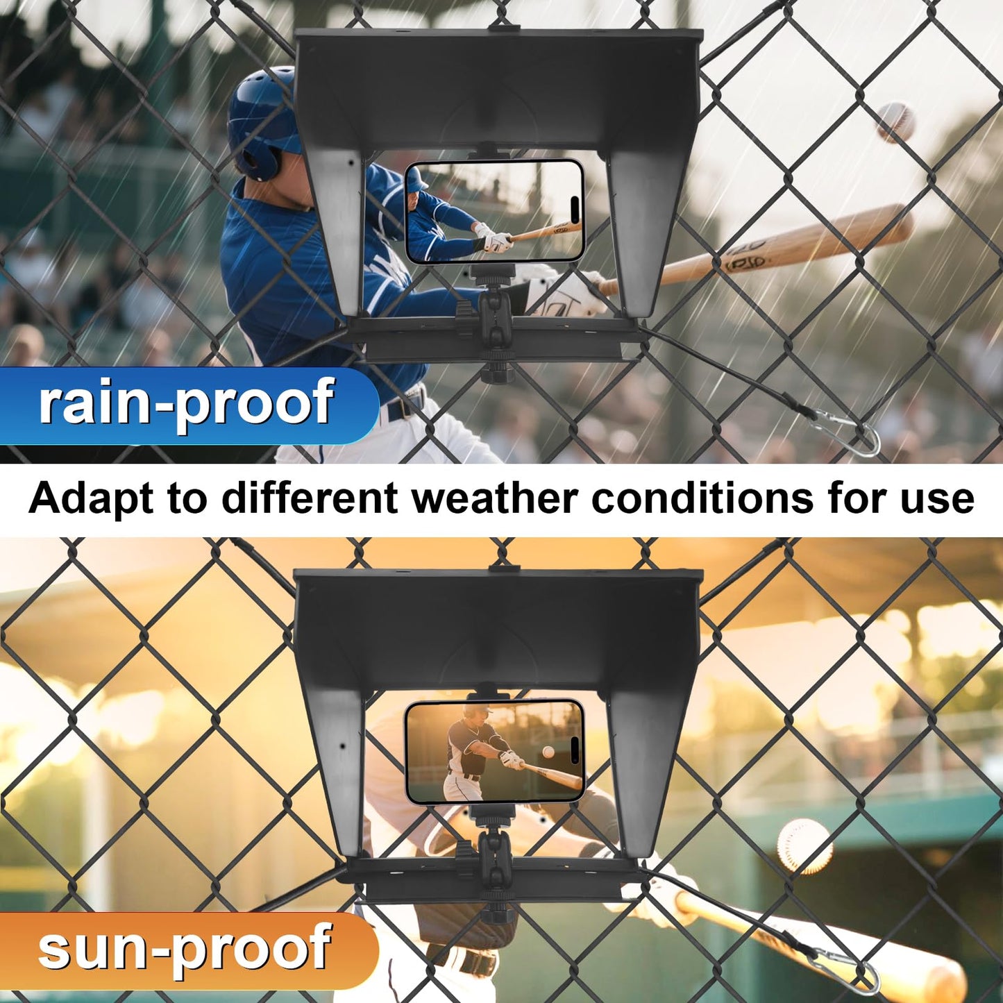 Cell Phone Fence Mount with Shade-Game Recording Mounting Kit.