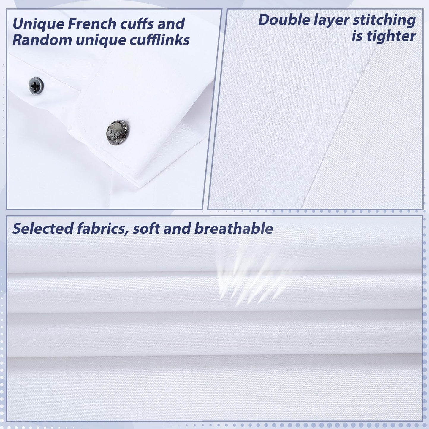 Gollnwe Men's Dress Shirt French Cuff