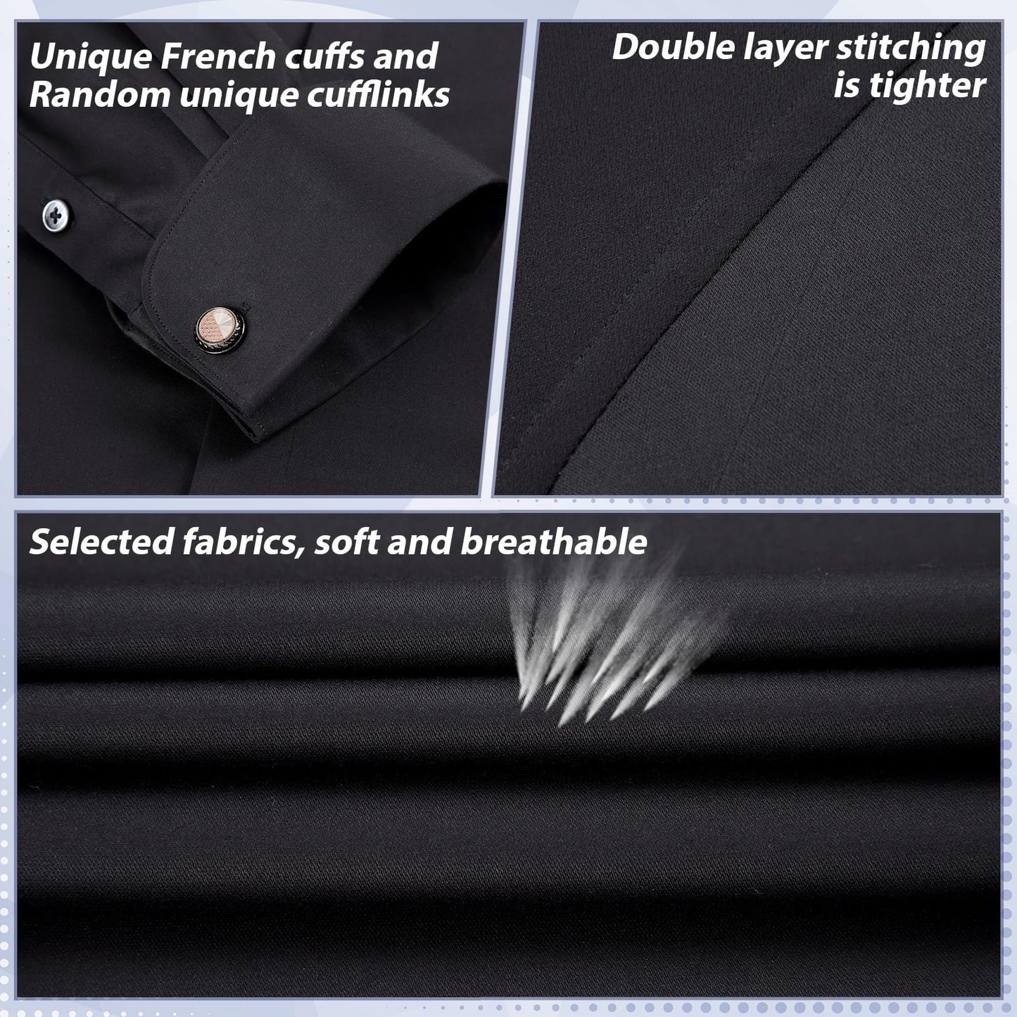 Gollnwe Men's Dress Shirt French Cuff